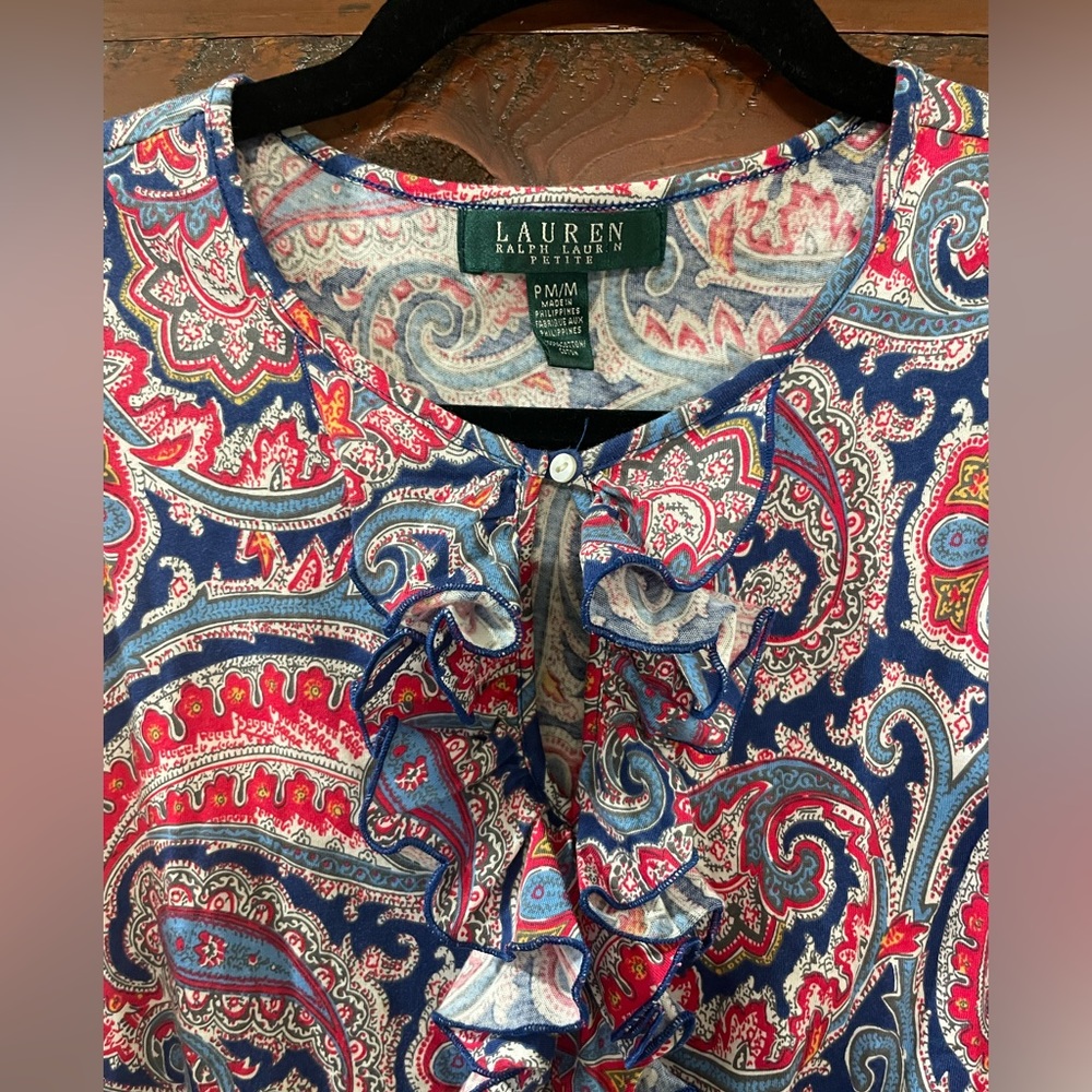 Lauren Ralph Lauren Paisley Tank Top - Sz Petite Medium